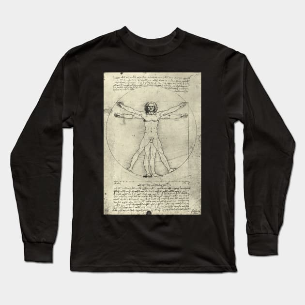 Vitruvian Man by Leonardo Da Vinci, Circa 1490 Long Sleeve T-Shirt by artfromthepast